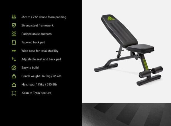Adidas Performance Fitness Bench Black / Green Edition - Image 4