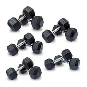 Rubber Coated Hexagon Dumbbells - (In Pairs)